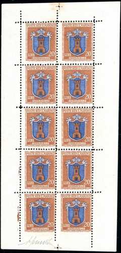 1946 - 20 lire Stemmi, minifoglio, ... 