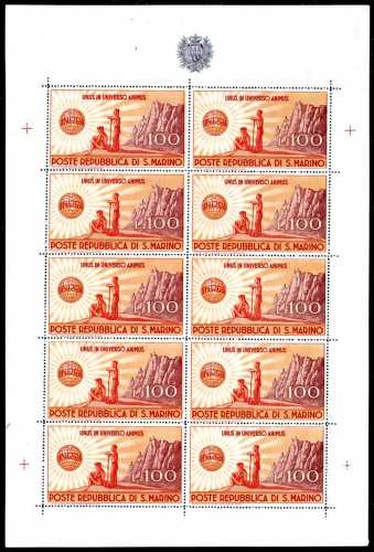 1946 - 100 lire UNRRA, minifoglio ... 