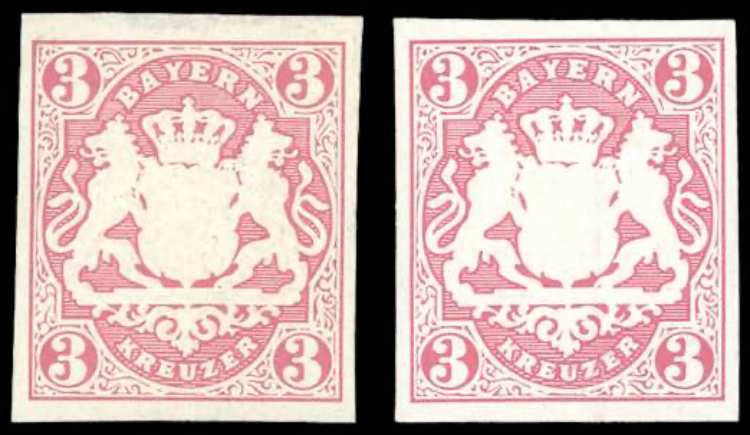 GERMANIA BAVIERA 1867 - 3 kr. rosa ... 