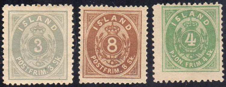 ISLANDA 1873 - 3 s. grigio, 8 s. ... 