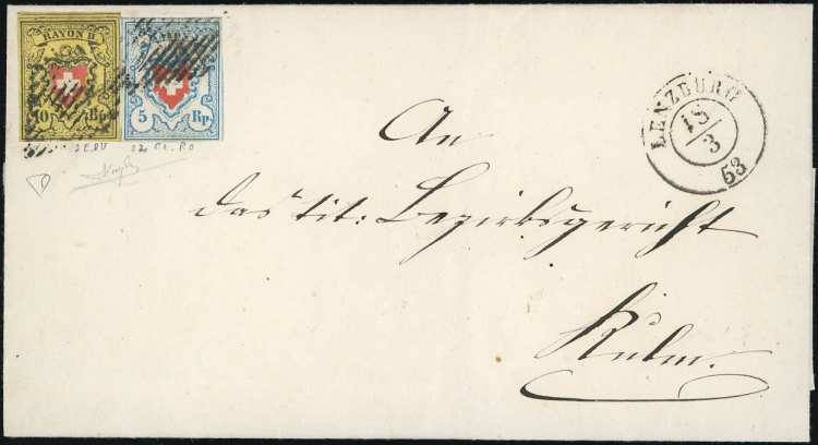 SVIZZERA 1853 POSTE FEDERALI - 10 ... 