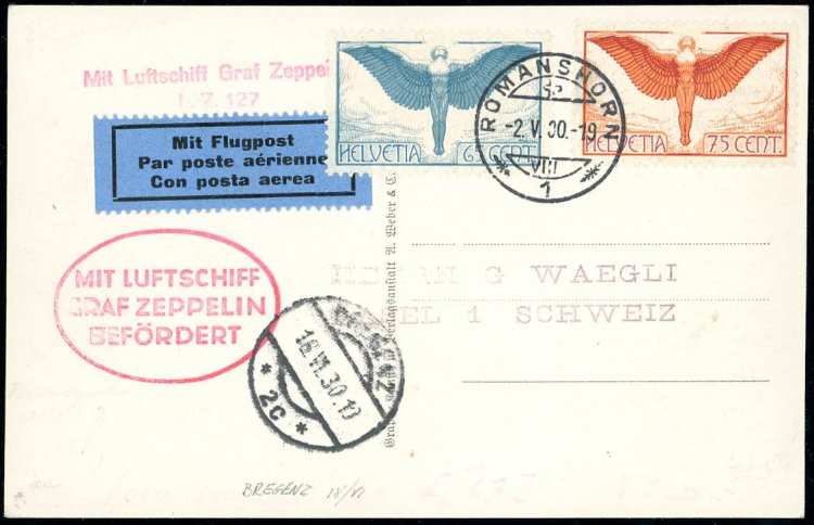 SVIZZERA POSTA AEREA 1930 ZEPPELIN ... 