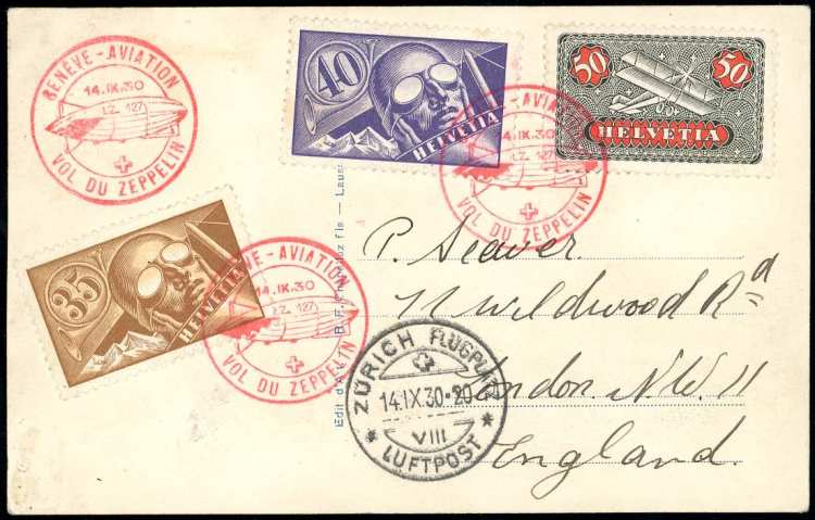 SVIZZERA POSTA AEREA 1930 ZEPPELIN ... 