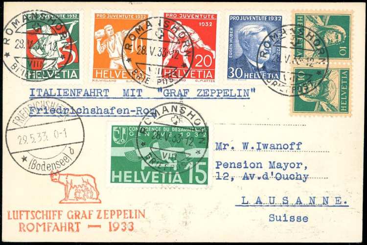 SVIZZERA POSTA AEREA 1932 ZEPPELIN ... 