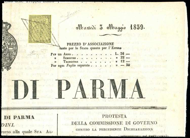 1859 - 5 cent. giallo arancio (1), ... 