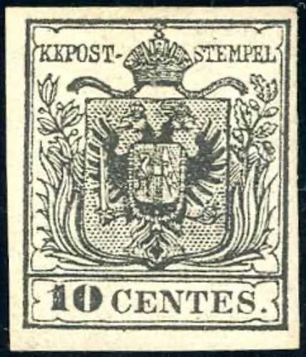 1857 - 10 cent. nero, carta a ... 