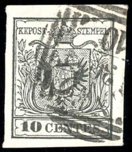 1857 - 10 cent. nero, carta a ... 