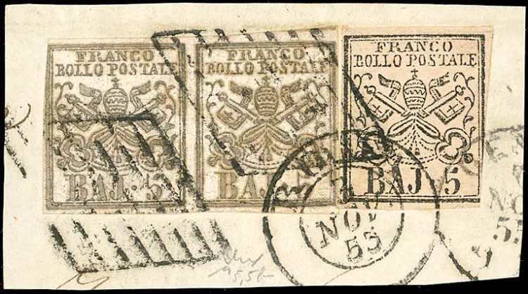 1854 - 5 baj bianco rosaceo, ... 