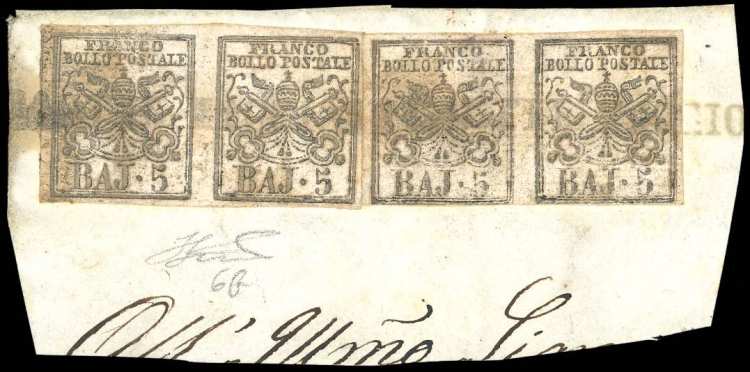 1854 - 5 baj rosa chiaro, stampa ... 