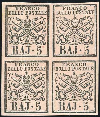 1852 - 5 baj rosa carminio (6A), ... 