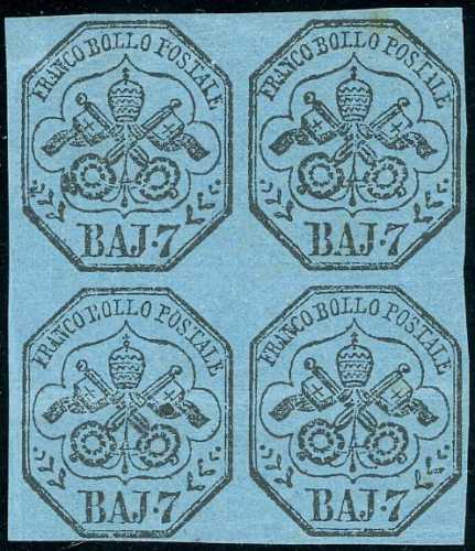 1852 - 7 baj azzurro (8), blocco ... 