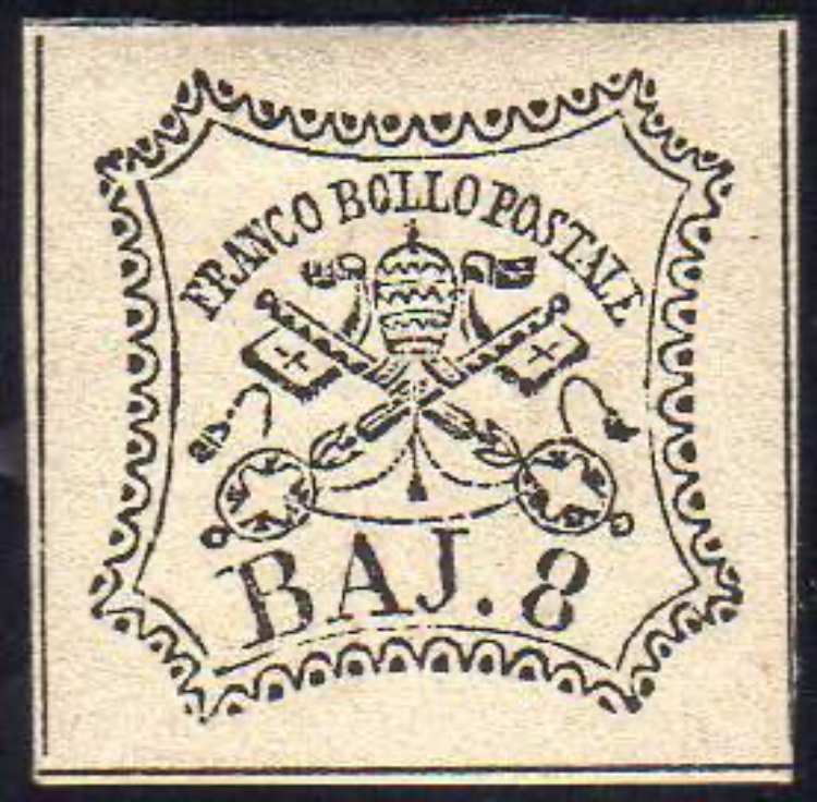 1852 - 8 baj bianco (9), gomma ... 