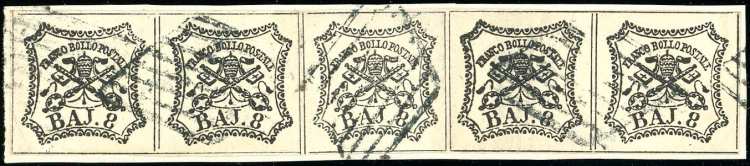1852 - 8 baj bianco (9), striscia ... 
