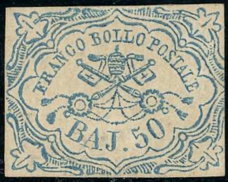 1852 - 50 baj azzurro (10), nuovo ... 