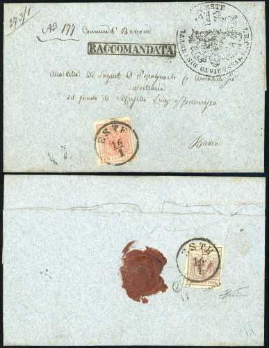 1854 - 15 cent. rosso vermiglio e, ... 