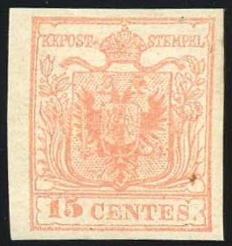 1854 - 15 cent. rosso vermiglio ... 