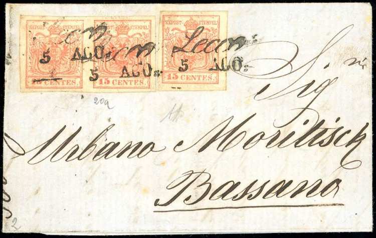 1857 - 15 cent. rosso vermiglio ... 