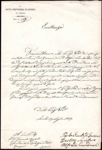 1859 - Lettera su carta intestata ... 