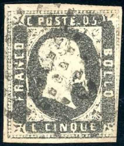 1851 - 5 cent. nero grigiastro ... 