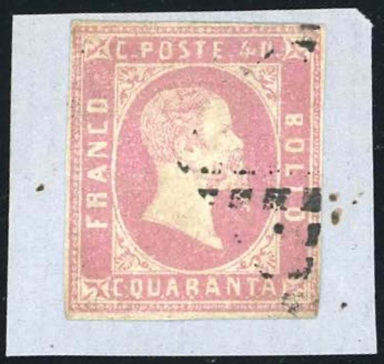 1851 - 40 cent. rosa (3), sfiorato ... 