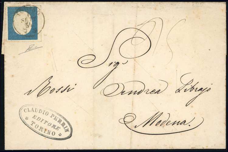 1854 - 20 cent. azzurro (8), ... 