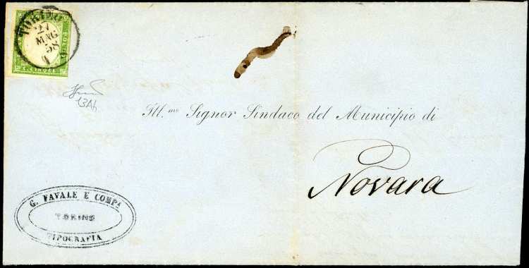 1858 - 5 cent. verde giallo, ... 