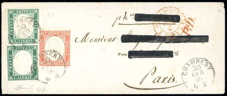 1856 - 5 cent. verde smeraldo, due ... 
