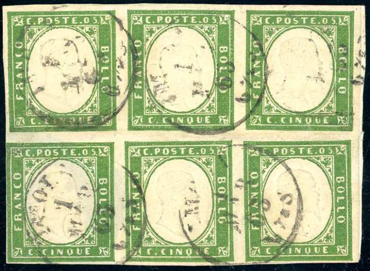 1863 - 5 cent. verde (13Ea), ... 