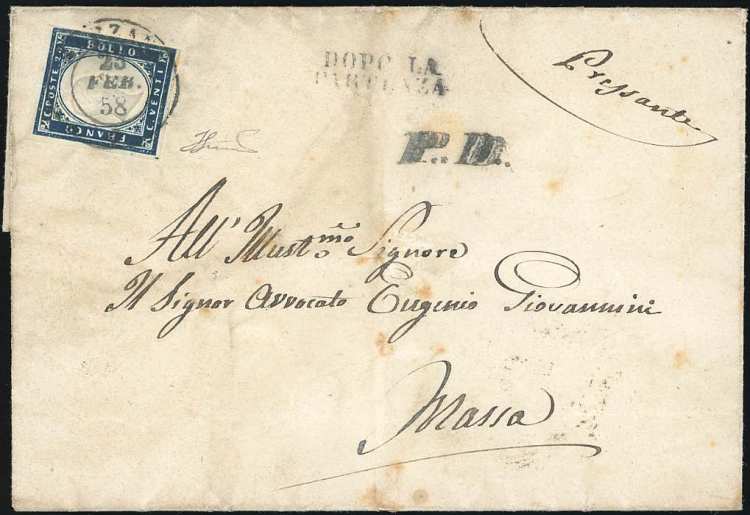 1858 - 20 cent. azzurro oltremare ... 