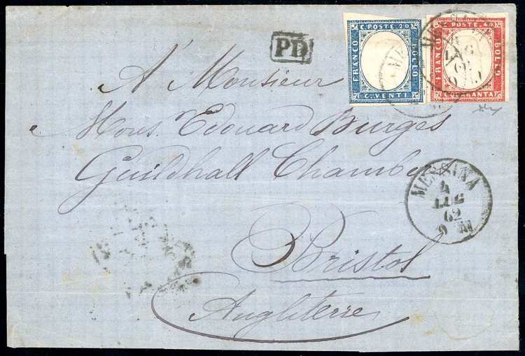 1862 - 20 cent. azzurro oltremare, ... 
