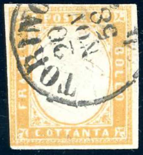 1858 - 80 cent. ocra arancio ... 