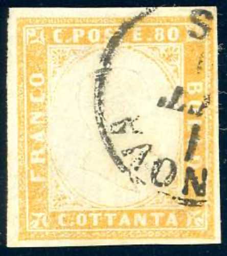1862 - 80 cent. giallo arancio ... 