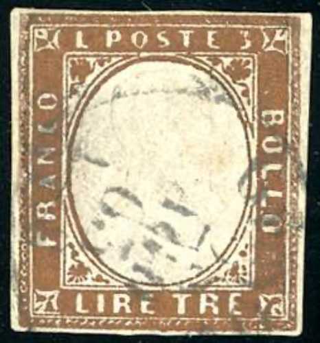 1861 - 3 lire rame (18), usato, ... 