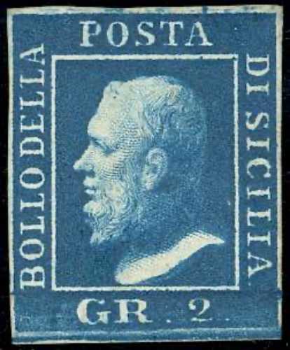 1859 - 2 grana azzurro scurissimo ... 