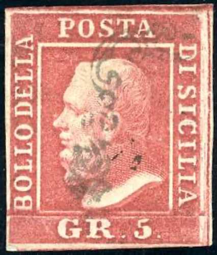 1859 - 5 grana carminio scuro, I ... 