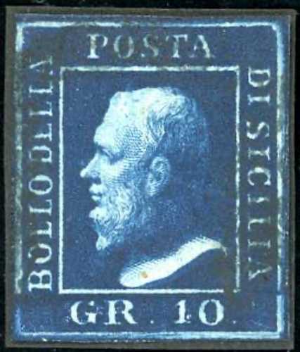 1859 - 10 grana azzurro cupo (12), ... 