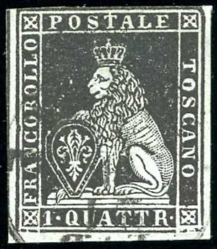 1851 - 1 quattrino nero su grigio ... 