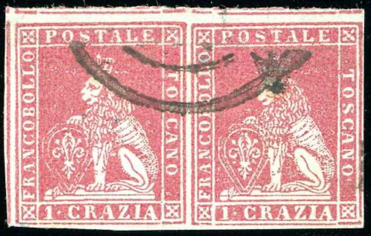 1851 - 1 crazia carminio chiaro su ... 