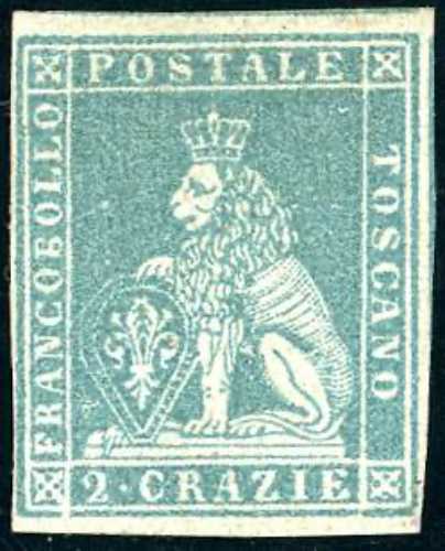 1851 - 2 crazie azzurro chiaro su ... 