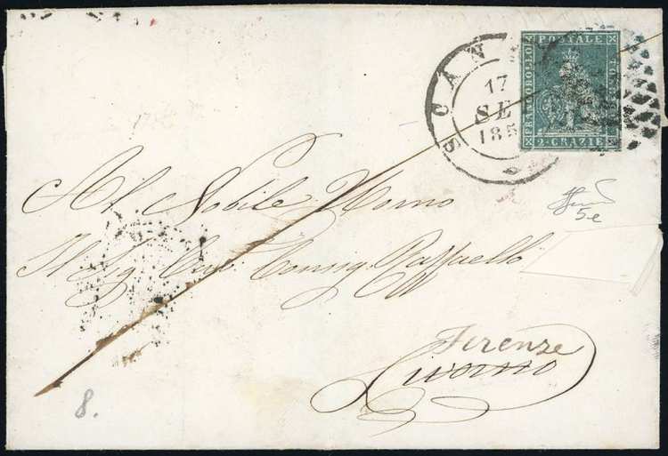 1851 - 2 crazie azzurro verdastro ... 