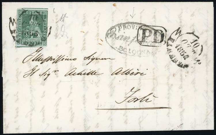 1854 - 4 crazie verde su grigio ... 