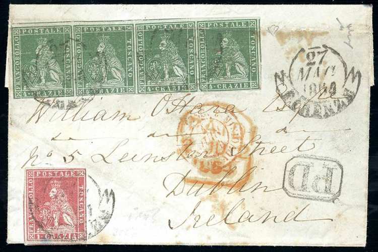 1854 - 4 crazie verde su grigio, ... 