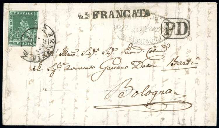 1855 - 4 crazie verde su grigio ... 