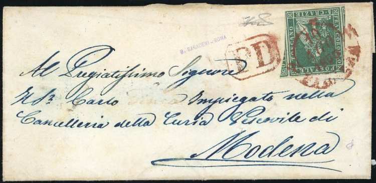 1855 - 4 crazie verde su grigio ... 