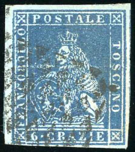 1851 - 6 crazie azzurro scuro su ... 