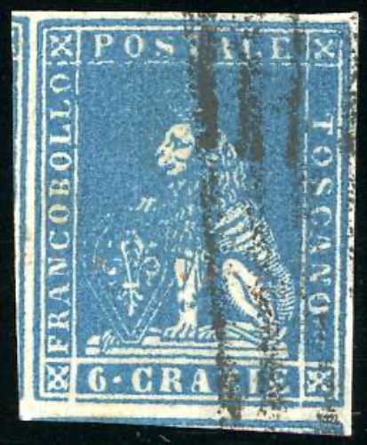 1857 - 6 crazie azzurro (15), ... 