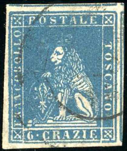 1857 - 6 crazie azzurro, II ... 