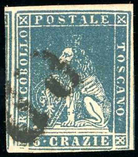 1857 - 6 crazie azzurro, II ... 