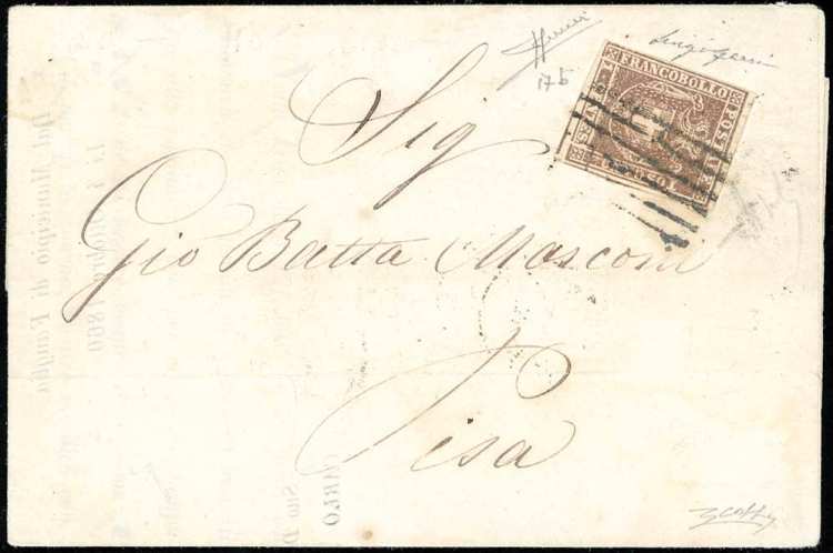 1860 - 1 cent. bruno lilla (17b), ... 