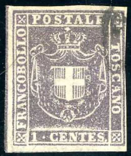 1860 - 1 cent. violetto bruno, ... 